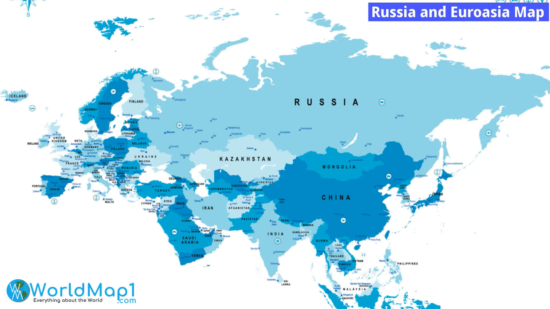 Karte von Russland und Eurasien